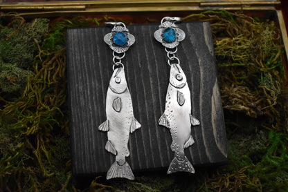 Salmon Earrings with Apatite