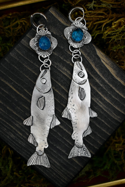 Salmon Earrings with Apatite