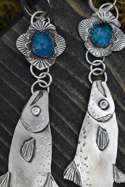 Salmon Earrings with Apatite