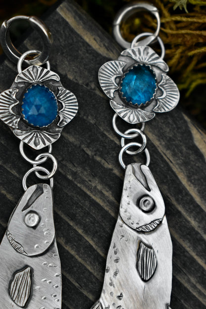 Salmon Earrings with Apatite