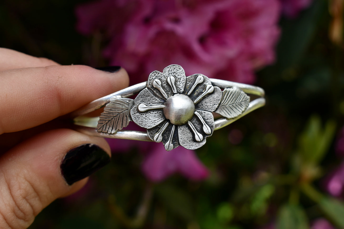 Wild Rose Silver Cuff