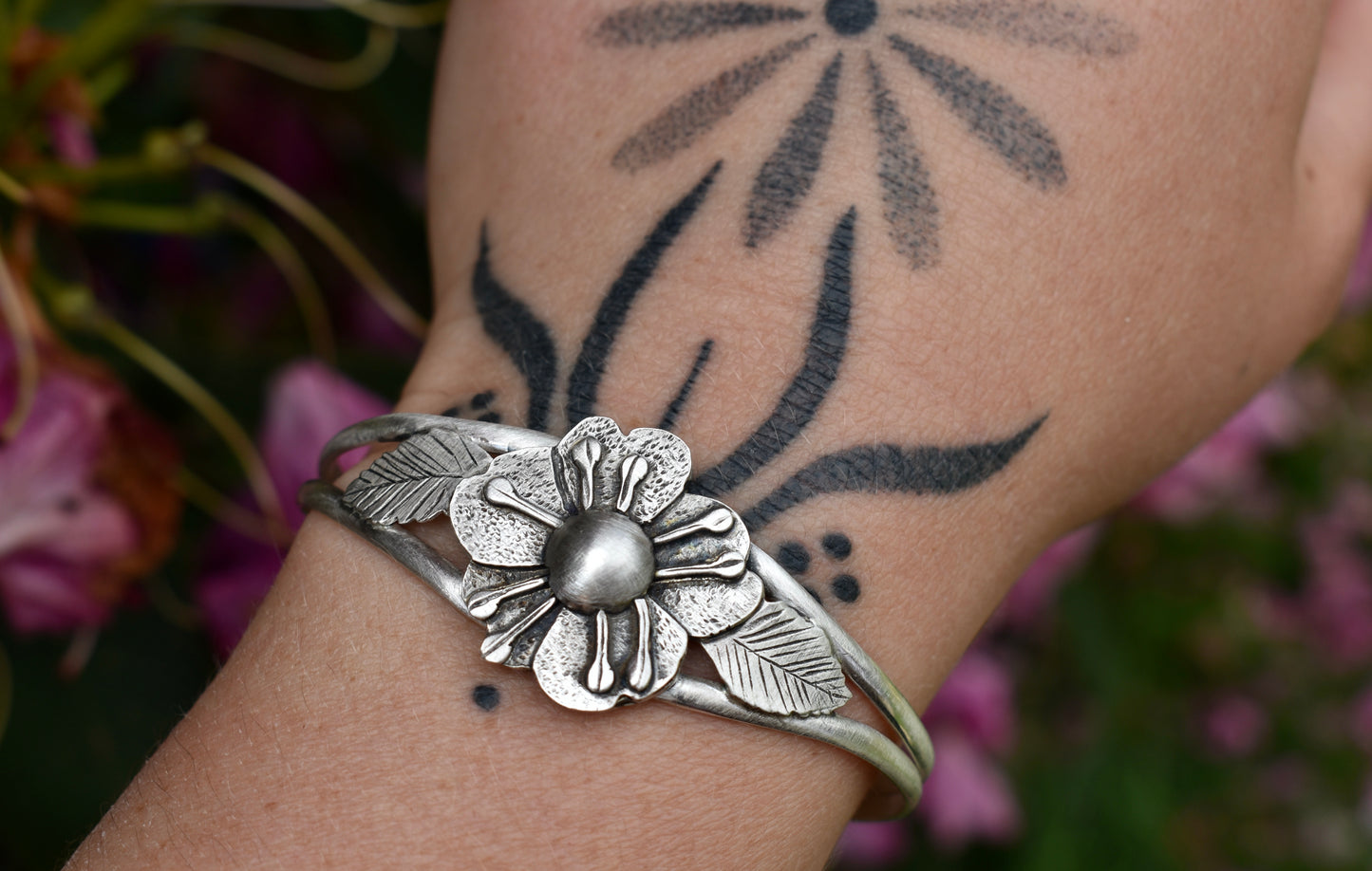 Wild Rose Silver Cuff
