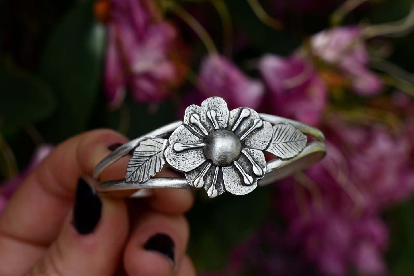 Wild Rose Silver Cuff