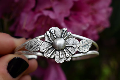 Wild Rose Silver Cuff