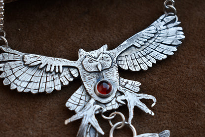 "Great Horned Owl Hunting a Rabbit" Pendant