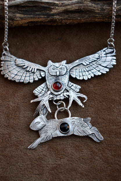 "Great Horned Owl Hunting a Rabbit" Pendant