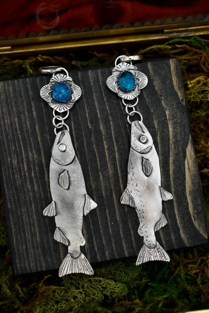 Salmon Earrings with Apatite