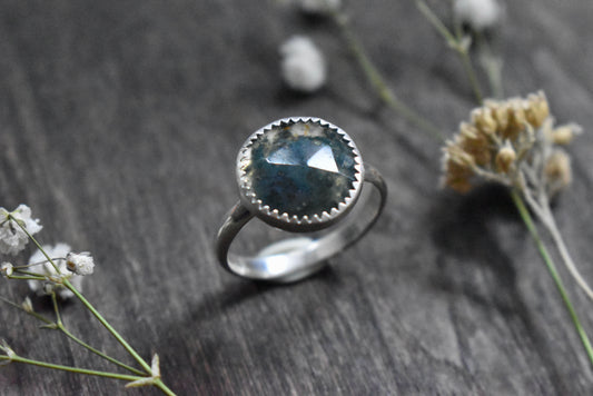 Simple Moss Agate Ring Size 11