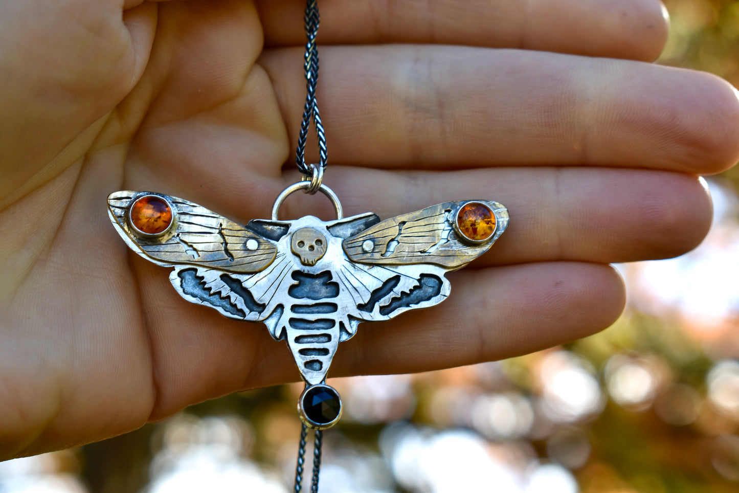 Death's Head Hawk Moth Pendant with Moving Wings