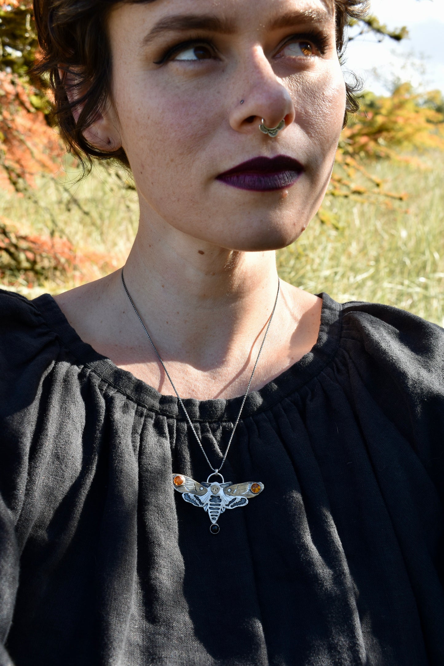 Death's Head Hawk Moth Pendant with Moving Wings