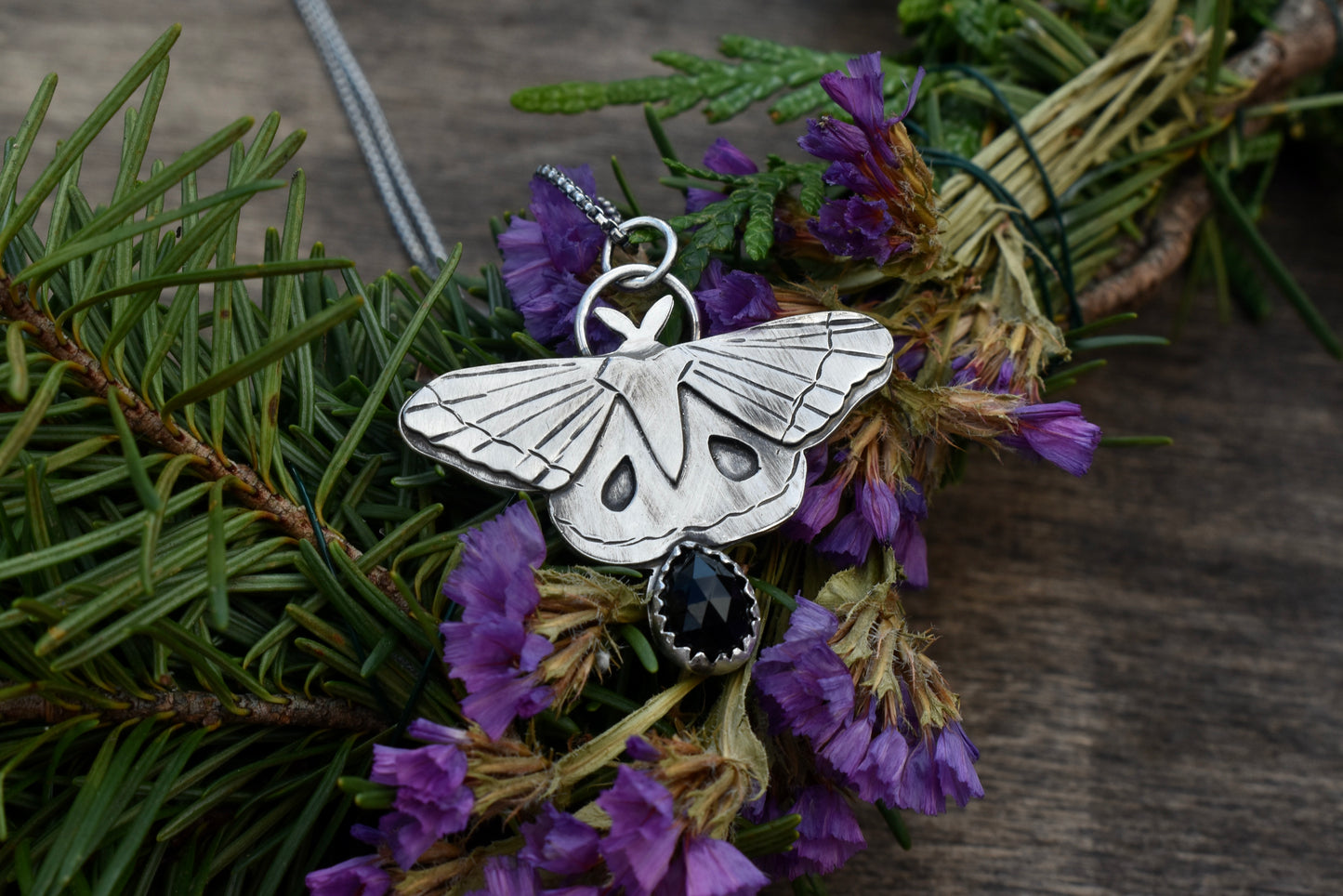 Moth Pendant with Black Onyx #1