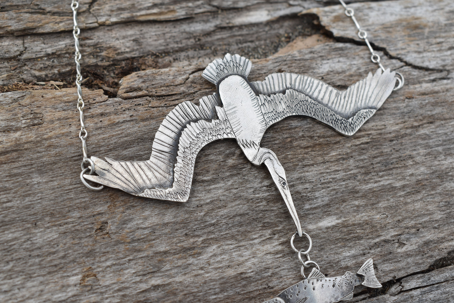 Brown Pelican Fishing with Peridot