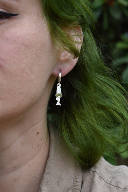 Salmon Silhouette Earrings with Arizona Peridot