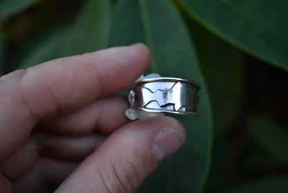 Peridot Stamped Ring with Salmon Band Size 9.5-9.75