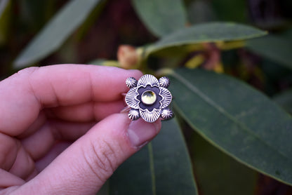 Peridot Stamped Ring with Salmon Band Size 9.5-9.75