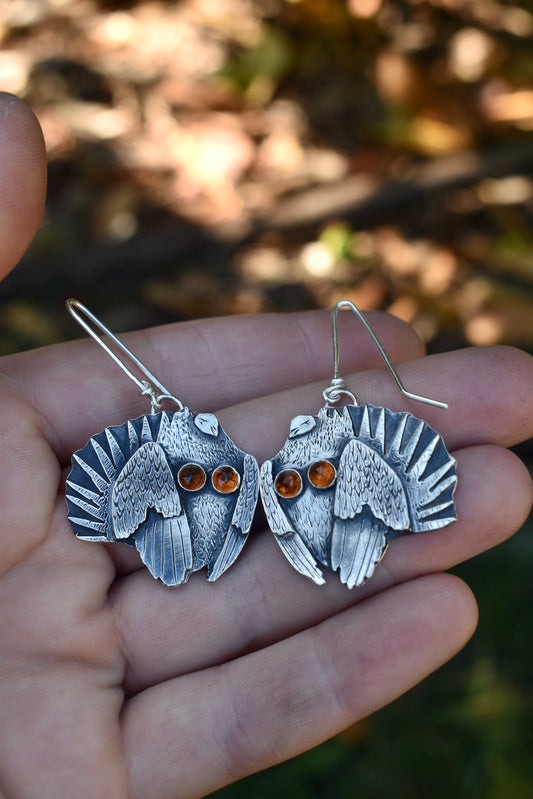 Sage Grouse Earrings with Madeira Citrine