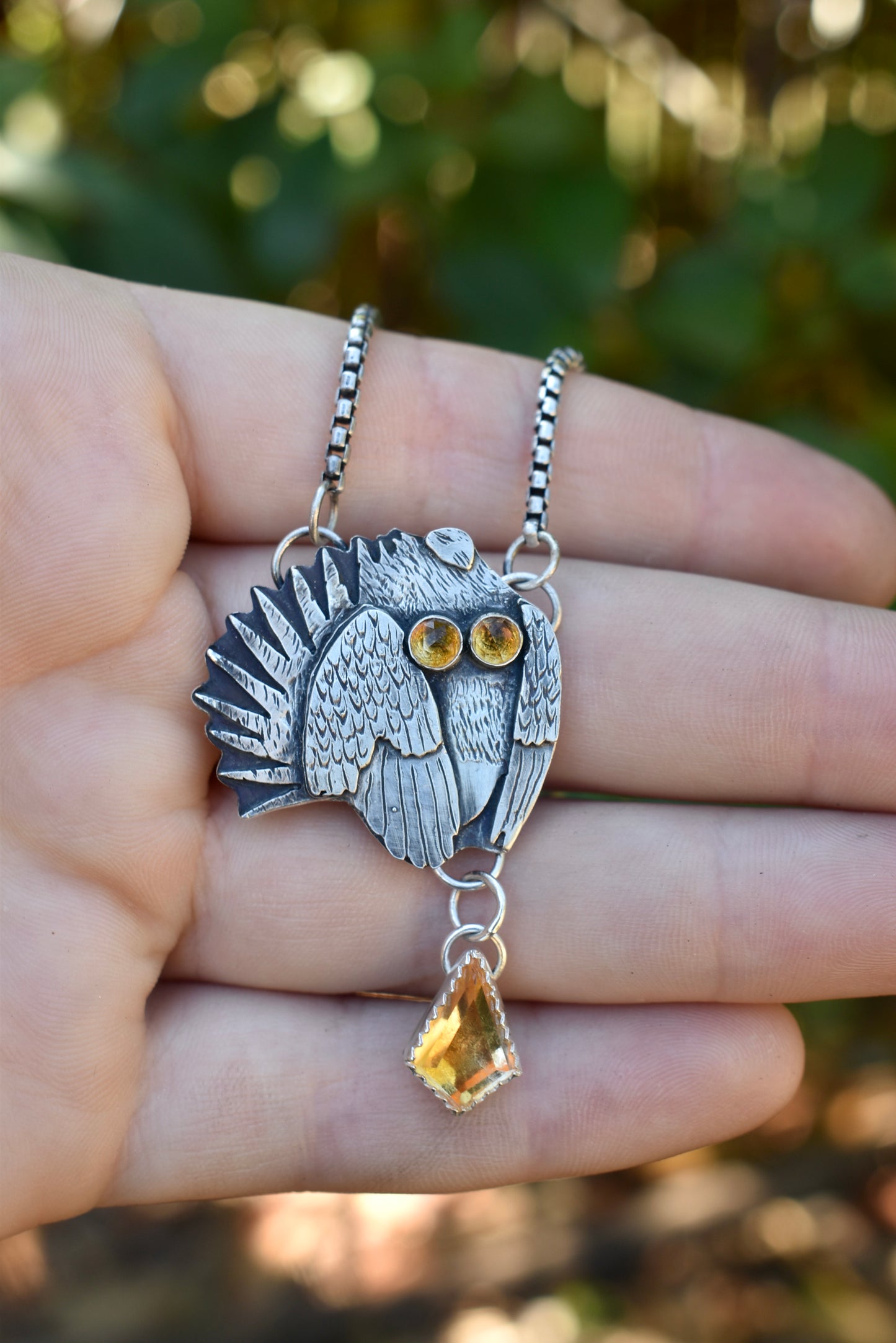 Sage Grouse Pendant with Citrine Charm