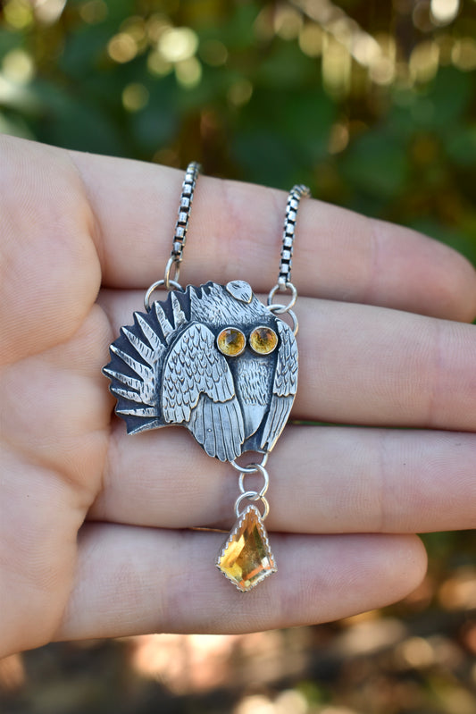 Sage Grouse Pendant with Citrine Charm