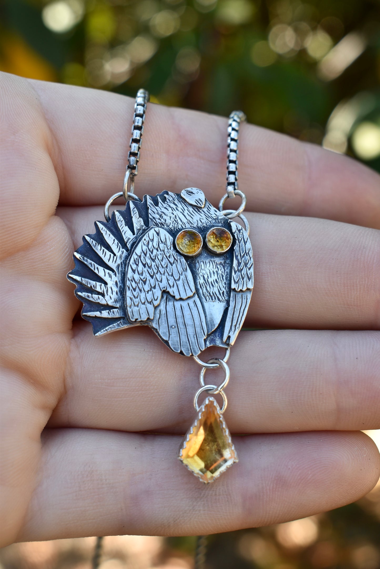 Sage Grouse Pendant with Citrine Charm