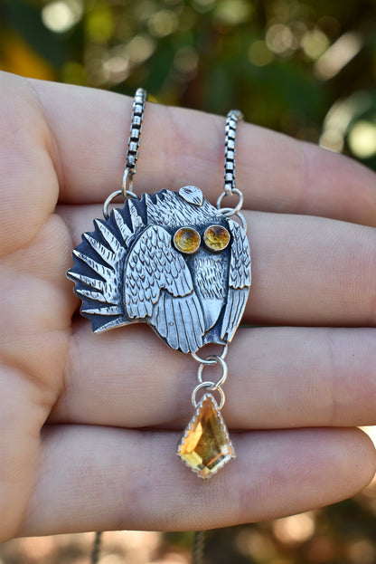 Sage Grouse Pendant with Citrine Charm