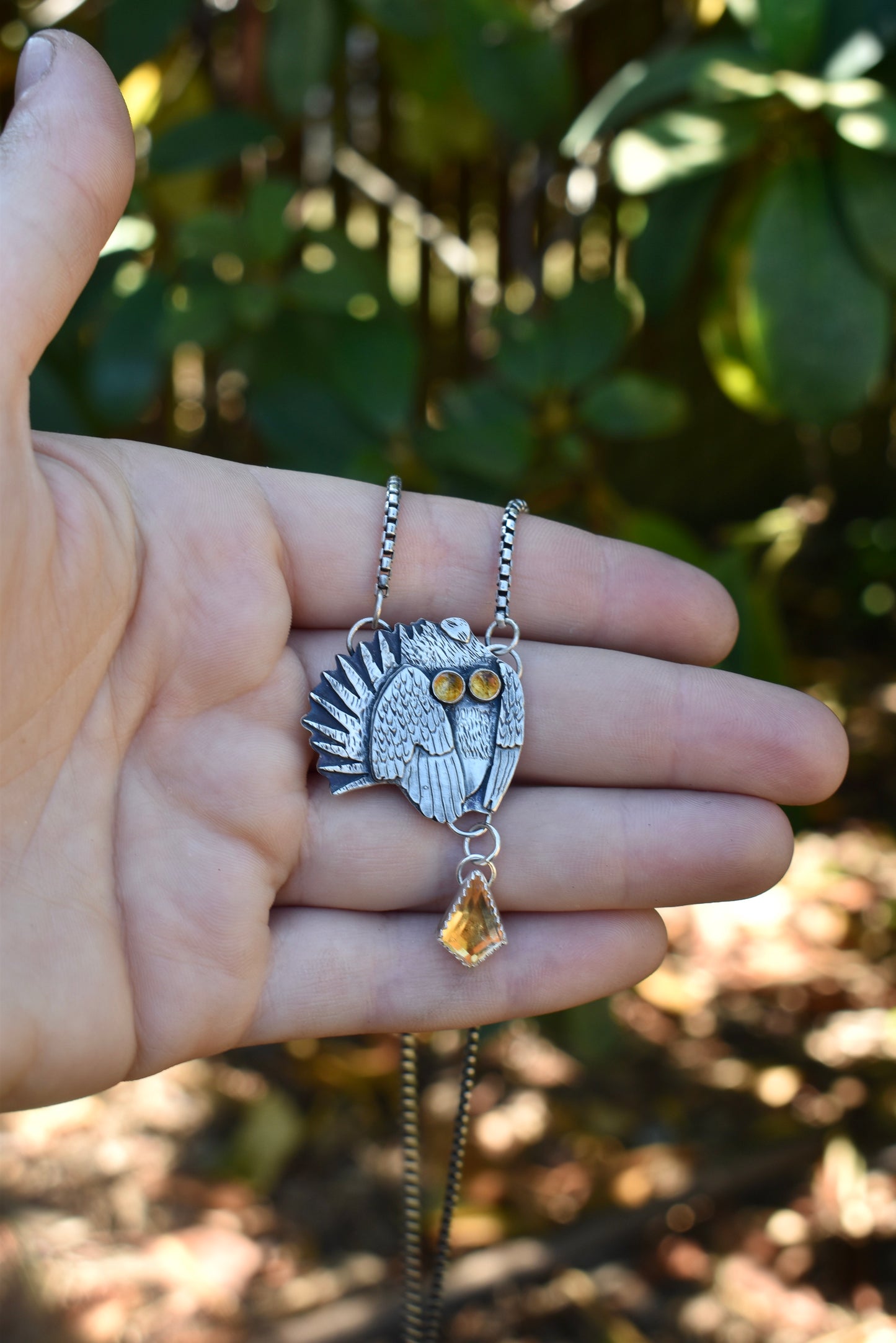Sage Grouse Pendant with Citrine Charm