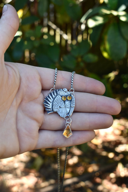 Sage Grouse Pendant with Citrine Charm