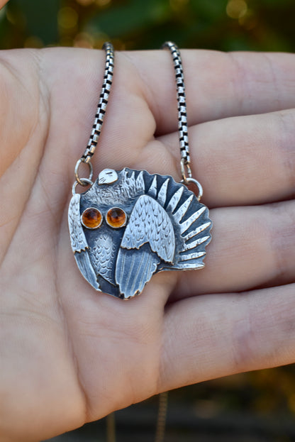 Sage Grouse Pendant with Madeira Citrine