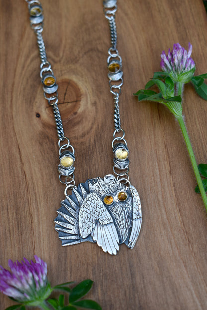 Citrine Lover's Sage Grouse Statement Necklace