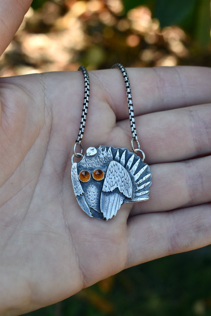 Sage Grouse Pendant with Madeira Citrine