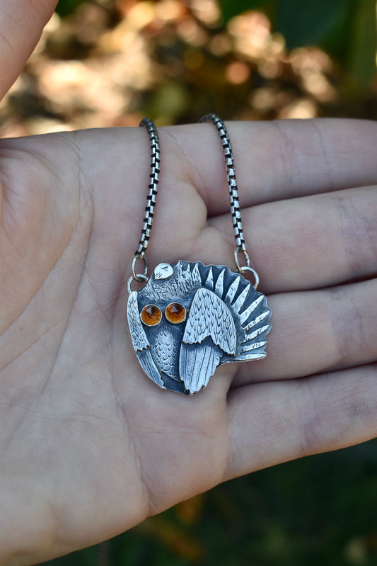 Sage Grouse Pendant with Madeira Citrine