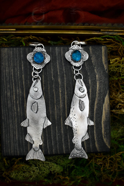 Salmon Earrings with Apatite