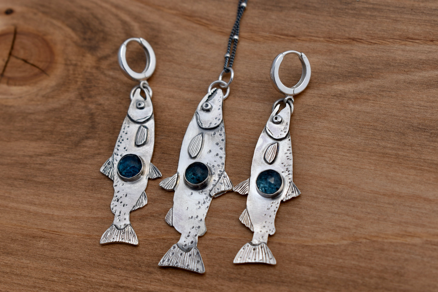Salmon Pendant with Teal Moss Kyanite
