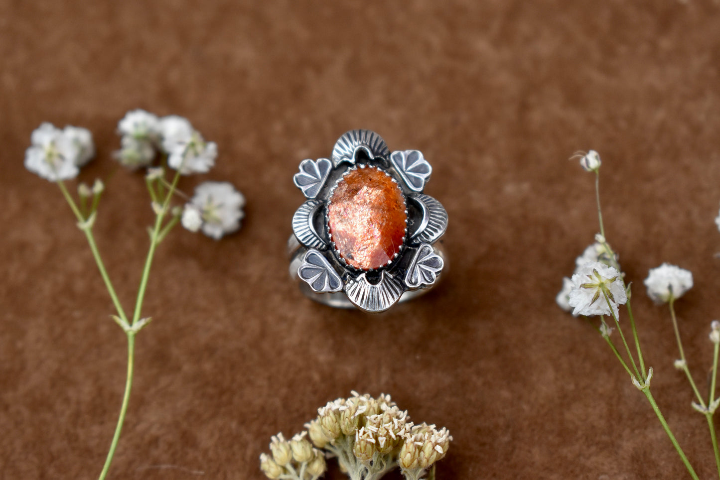 Madras Sunstone Ring Size 8
