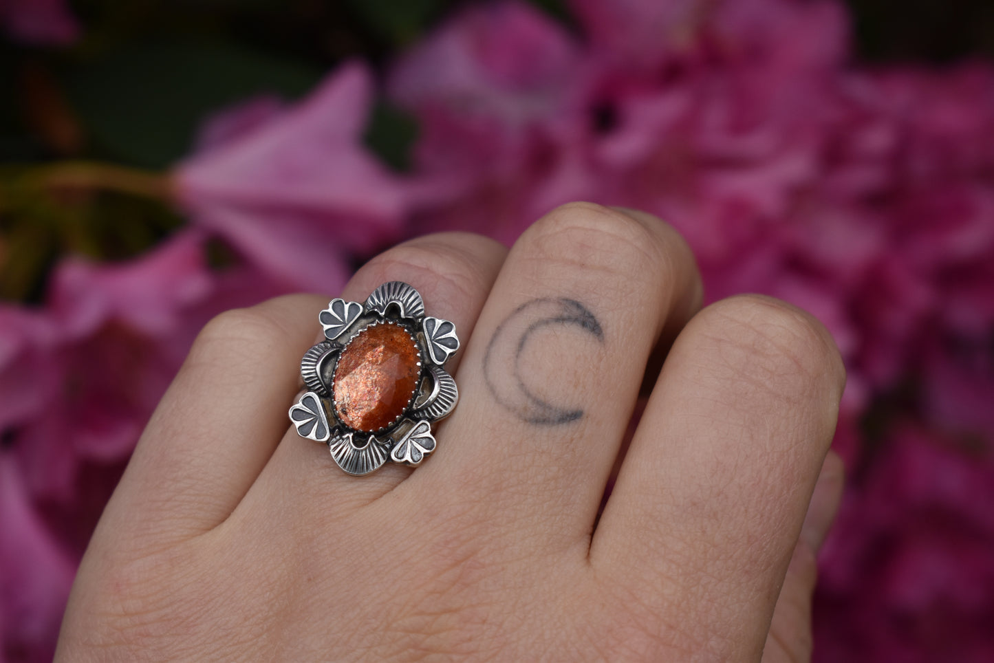 Madras Sunstone Ring Size 8